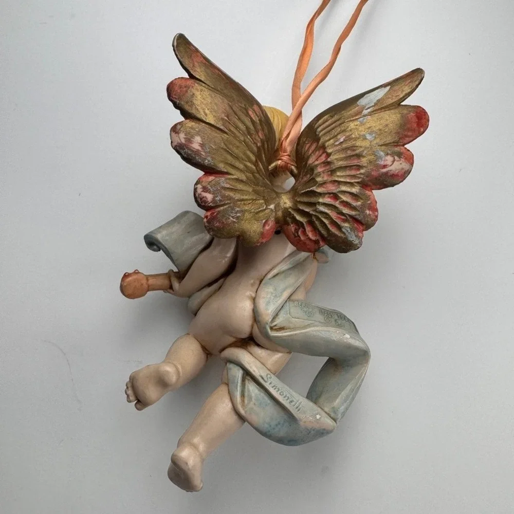Fontanini Depose Italy Simonelli Cherub Angel Ornament Lute Mandolin 567 Vintage
